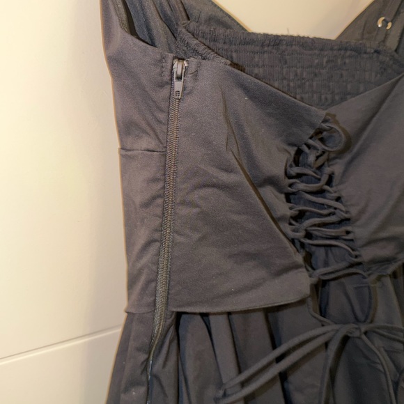 Black Drop Waist Midi Dress with Corset - Picture 7 of 8